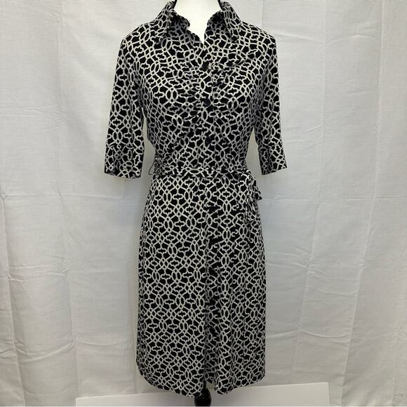 Laundry by Shelli Segal Black and White Geometric Patterned Dress - Size 4 - Picture 8 of 13